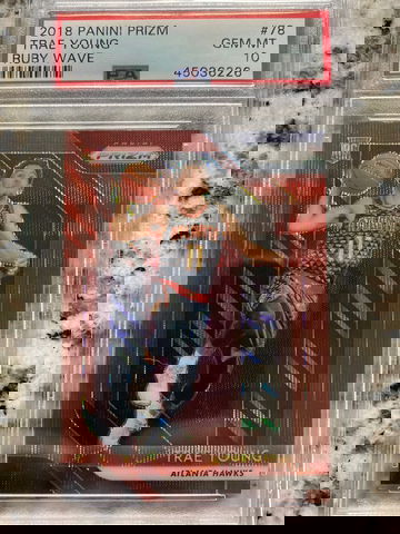 2018 prizm ruby wave trae young psa 10