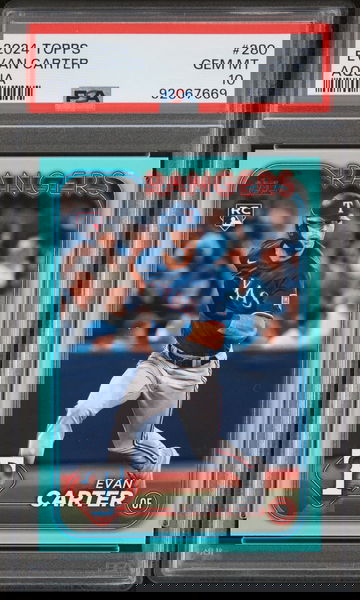 2024 TOPPS 280 EVAN CARTER AQUA RC PSA 10