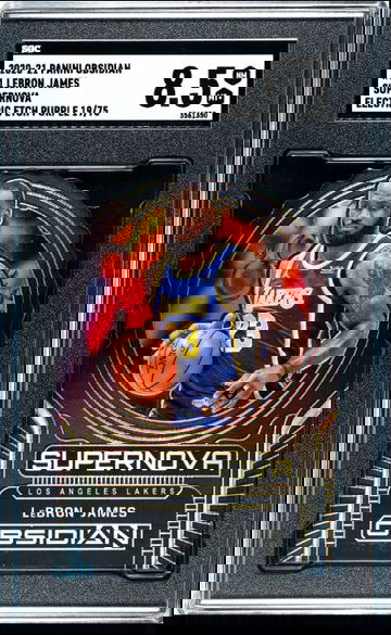 2020-21 PANINI OBSIDIAN SUPERNOVA ELECTRIC ETCH PURPLE LEBRON JAMES /75 SGC 8.5