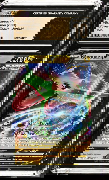 2023 Pokémon Crown Zenith Rayquaza #100/159 V Holo CGC Pristine 10