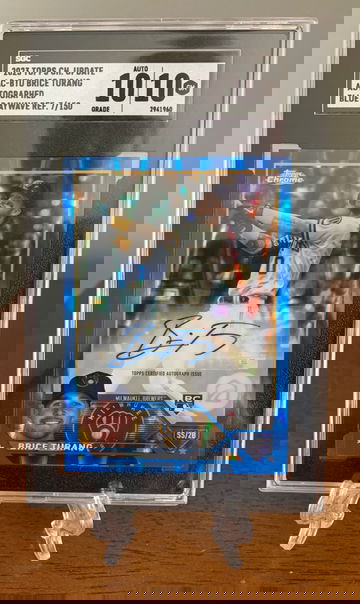 2023 Topps Chrome Update Brice Turang Blue Raywave Refractor Auto RC /150 SGC 10 Gem