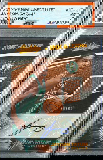 2017-18 PANINI ABSOLUTE JAYSON TATUM INK AND LEATHER AUTO RC /99 PSA 7 NM BOSTON CELTICS