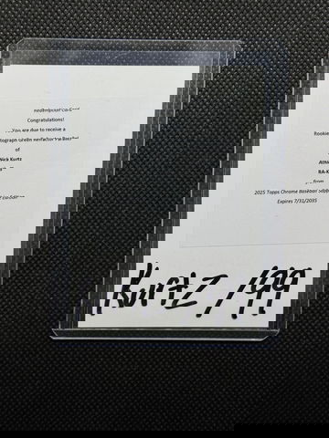 2025 Topps Chrome Sapphire Nick Kurtz Green Sapphire Auto Unused Redemption /99