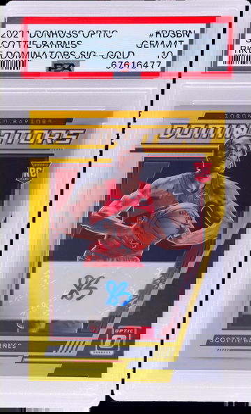 2021 Panini Donruss Optic Rookie Dominators Signatures Gold Scottie Barnes #RDSBN /6 PSA 10