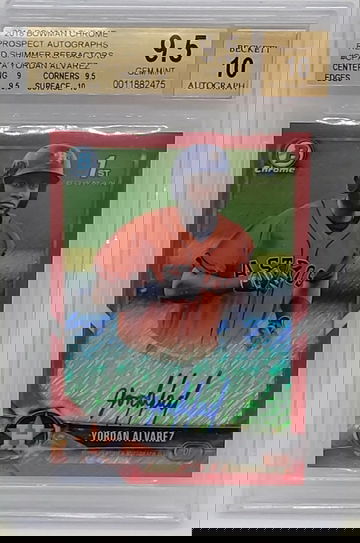 2018 Bowman Chrome Prospects Autograph Yordan Alvarez Red Shimmer Refractpr BGS 9.5