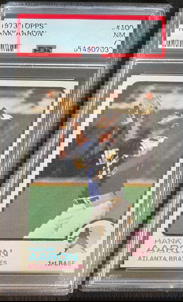 1973 Topps #100 Hank Aaron PSA 7 NM Atlanta Braves 