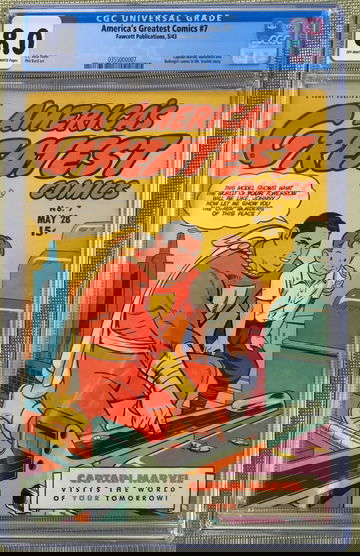 America's Greatest Comics #7 (1943) CGC 8.0 -- O/W to White pages Captain Marvel