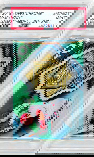 2018 Topps Chrome #RDMMT Mike Trout Rookie Debut Medallion-Green PSA 9 MINT!