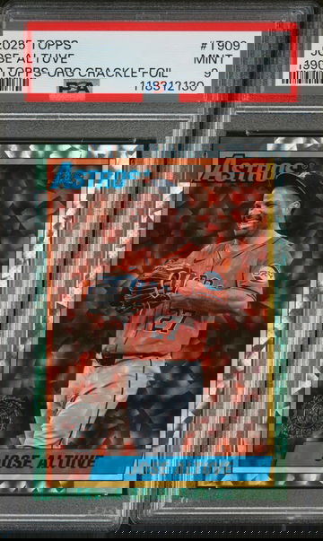 2025 Topps 1990 Topps Baseball Orange Crackle Foilboard Jose Altuve #T909 25/25 PSA 9