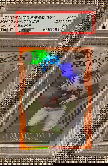 2020 Panini Chronicles Jonathan Taylor RC #00/75 Legacy Orange Prizm PSA 10 💎