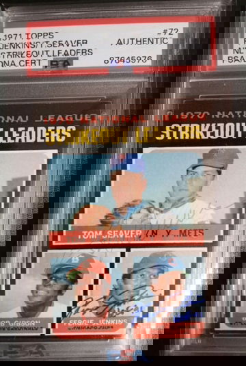 1971 Topps #72 Tom Seaver, Fergie Jenkins PSA Authentic Auto 