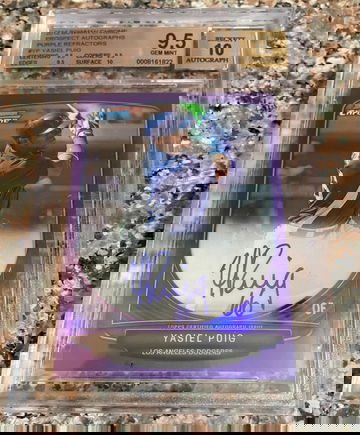 2013 Bowman Chrome Prospect Autographs Purple Refractors Yasiel Puig BGS 9.5 Gem Mint Autograph 10