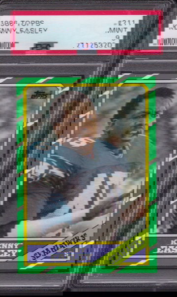 1986 TOPPS #211 KENNY EASLEY PSA 9 MINT POP 24 ONLY 2 HIGHER HOF SEAHAWKS