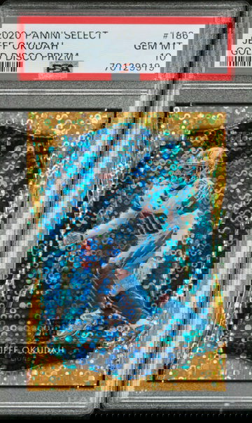 2020 Panini Select Jeff Okudah Rookie Gold Disco Prizm /10 Lions PSA 10 Gem Mint