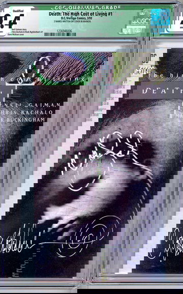 DEATH: THE HIGH COST OF LIVING #1 CGC 9.4 SIG NEIL GAIMAN CHRIS BACHALO COA 1993