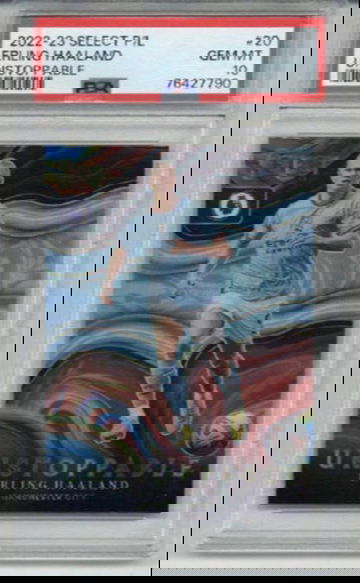 2022-23 PANINI SELECT P/L UNSTOPPABLE #20 ERLING HAALAND MAN CITY PSA 10 LOW POP