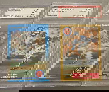 1987 Greg Maddux Fleer BGS 9 AND Topps PSA 8