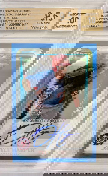 2011 BBowman Chrome Prospect Autographs Blue Refractor Bryce Harper BGS 9.5 10 Auto