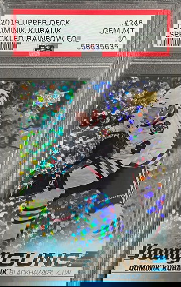 Dominik Kubalik 2019 Upper Deck speckled rainbow fool you g guns rookie card RC psa 10