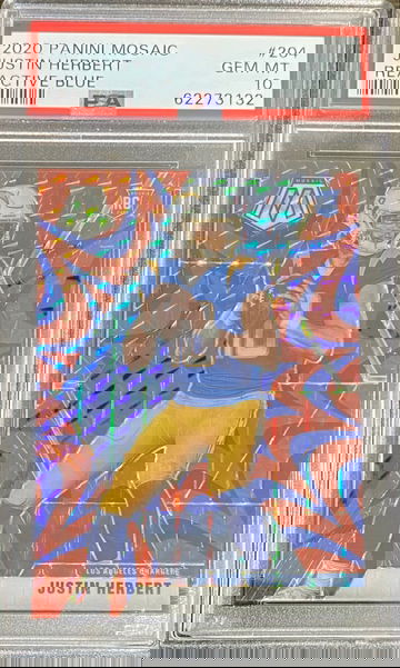 2020 Mosaic Justin Herbert Blue Reactive Rookie PSA 10 RC
