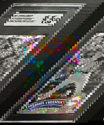 2011 TOPPS CHROME ATOMIC REFRACTOR #173 FREDDIE FREEMAN ROOKIE /225 SGC 9.5