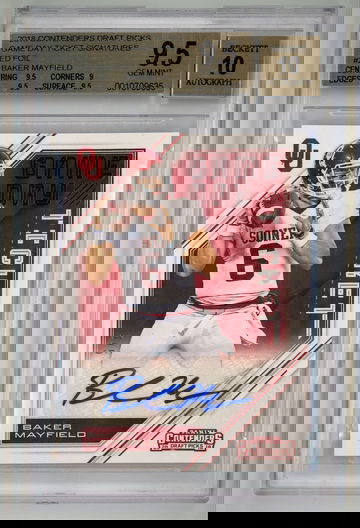 2018 Panini Contenders Draft Picks Game Day Ticket Signatures Red Foil Auto /5 Baker Mayfield  Pop 1