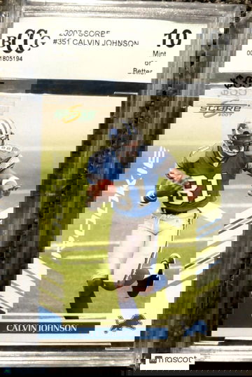 Calvin Johnson 2007 Score #351 Rookie RC Beckett BCCG 10 Mint or Better Lions