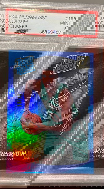 2017 Donruss Jayson Tatum Rookie Holo Blue Laser /49 PSA 9