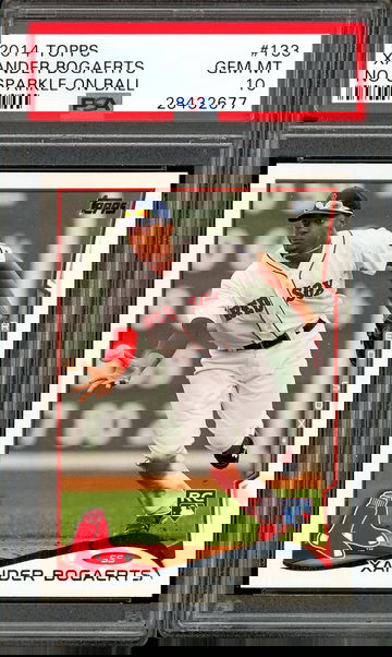 XANDER BOGAERTS RC PSA 10 2014 TOPPS #133 NO SPARKLE ON BALL GEM MINT RED SOX