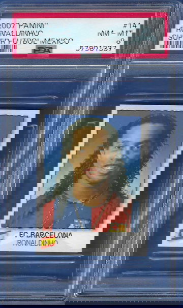 2007 Panini Super Futbol Mexico Ronaldinho #14 *PSA 8* FC Barcelona