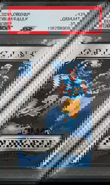 2024 Panini Origins Pedigree Blake Corum/Marshall Faulk #19 RC PSA 10