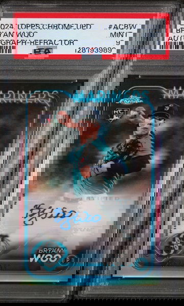 2024 Topps Chrome Update Chrome Baseball Update Series Autographs Refractor Bryan Woo #ACBW /499 PSA 9