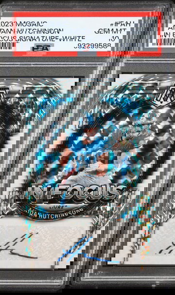 AIDAN HUTCHINSON 2023 MOSAIC WHITE IN FOCUS SIGNATURE AUTO #2/25 PSA GEM MINT 10 