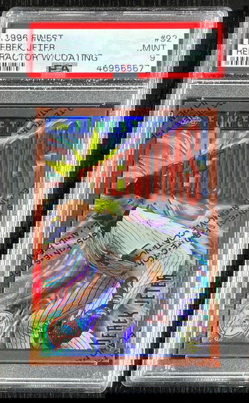 Derek Jeter 1996 Topps Finest Phenoms Refractor w/Protector Coating PSA Mint 9 