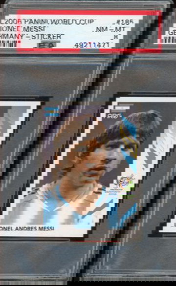 2006 Panini World Cup Germany Sticker #185 LIONEL MESSI RC ROOKIE PSA 8