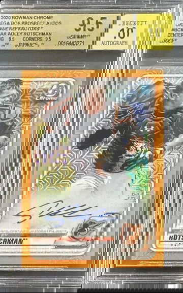 2020 Bowman Chrome MEGA ADLEY RUTSCHMAN ORANGE PROSPECT REFRACTOR AUTO /25 POP 1