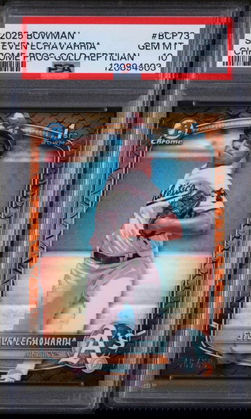 2025 Bowman Chrome Prospects Gold Reptilian Steven Echavarria #BCP73 /50 PSA 10