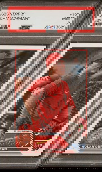 2023 Topps #16 Nolan Gorman RC SSP Image Variation Golden Mirror PSA 9 MINT