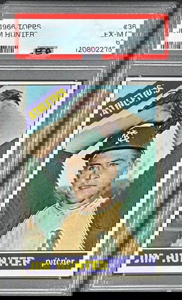 1966 Topps baseball # 36 Jim 'Catfish' Hunter PSA 6