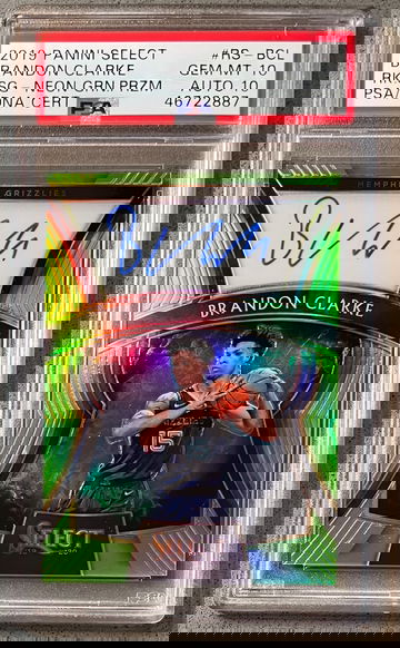 2019-20 Select Brandon Clarke /99 Neon Green Auto PSA 10