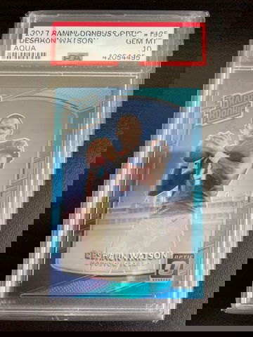 2017 Panini Donruss Optic Aqua Prizm Deshaun Watson 223/299 PSA 10