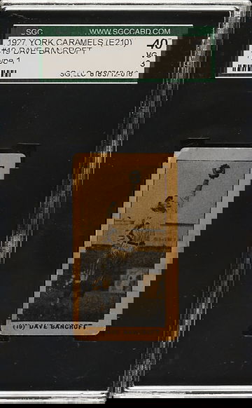 1927 York Caramels E210 #19 Dave Bancroft New York Giants  SGC 40 VG 3