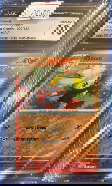 2024 Pokémon Raboot Stellar Crown 027/142 Reverse Holo CGC 10 Gem Mint