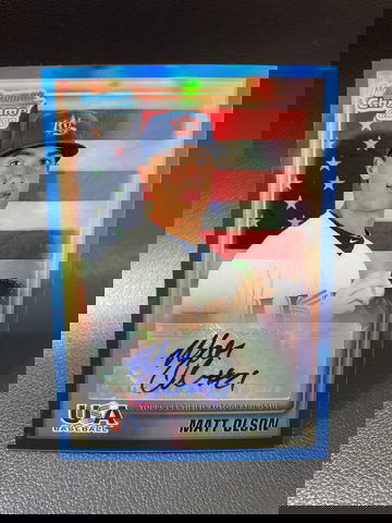 MATT OLSON 2010 BOWMAN CHROME USA 1ST BLUE REFRACTOR RC AUTO /99