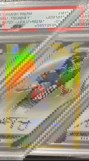 2017 Panini Prizm Mitchell Trubisky Rookie Gold Auto PSA 10