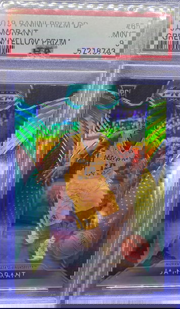 2019 Panini Prizm Draft Ja Morant Rookie Green Yellow Prizm /249 PSA 9 Mint SP