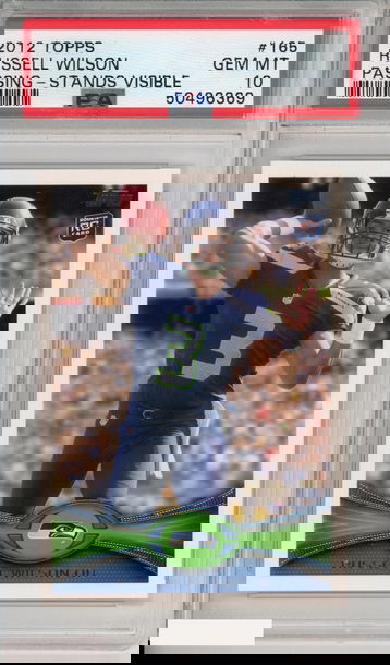 2012 TOPPS RUSSELL WILSON #165 PASSING-STANDS VISIBLE ROOKIE SEAHAWKS RC PSA 10