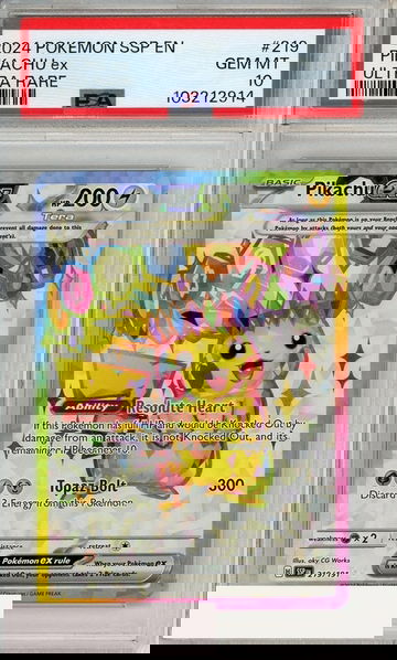 2024 POKEMON SSP EN-SURGING SPARKS PIKACHU EX #219 ULTRA RARE PSA 10