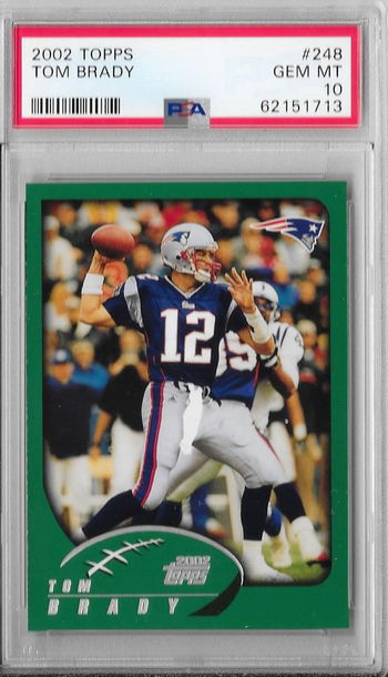  2002 TOPPS #248 TOM BRADY PSA 10 GEM MINT. FIRST TOPPS CARD, POP 12!!!!