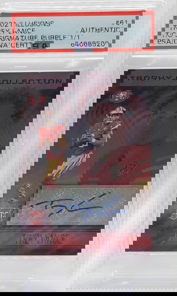 TREY LANCE 2021 ILLUSIONS PURPLE AUTO RC  #61 AUTOGRAPH TRUE BASE ROOKIE 1/1  PSA AUTHENTIC 